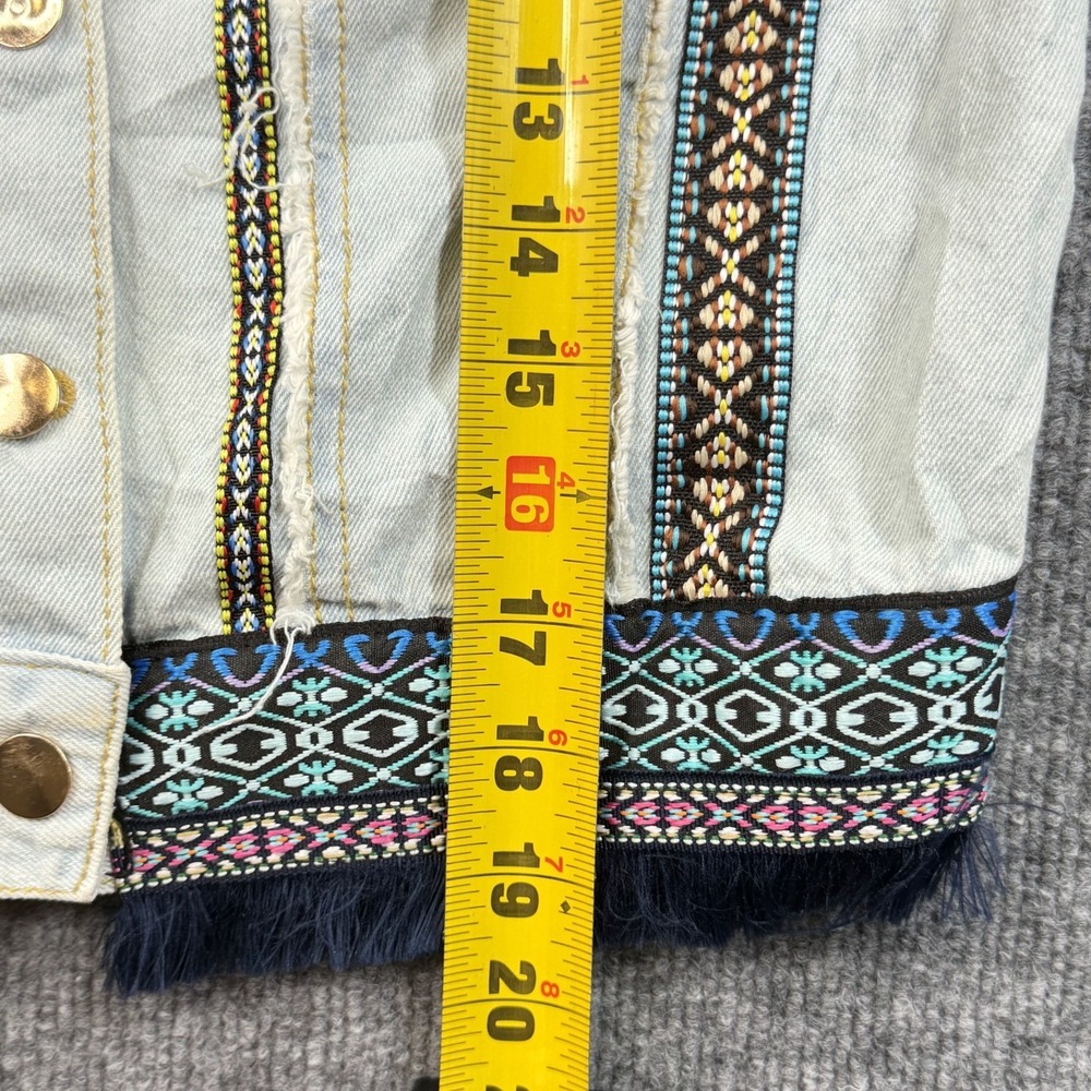 Denimland Paris Collection Jacket Distressed Collar Southwestern Tribal - Small - Picture 4 of 11